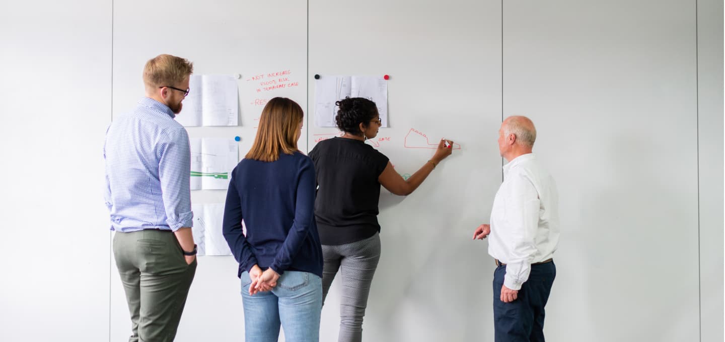 white board and people